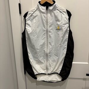 WOLF Men's Black and White Cycling Vest with Yellow Logo